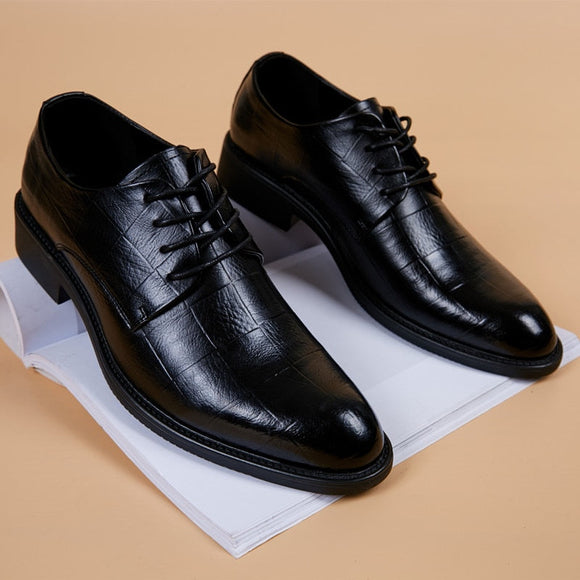 Men Black Lace Up Business Dress Shoes