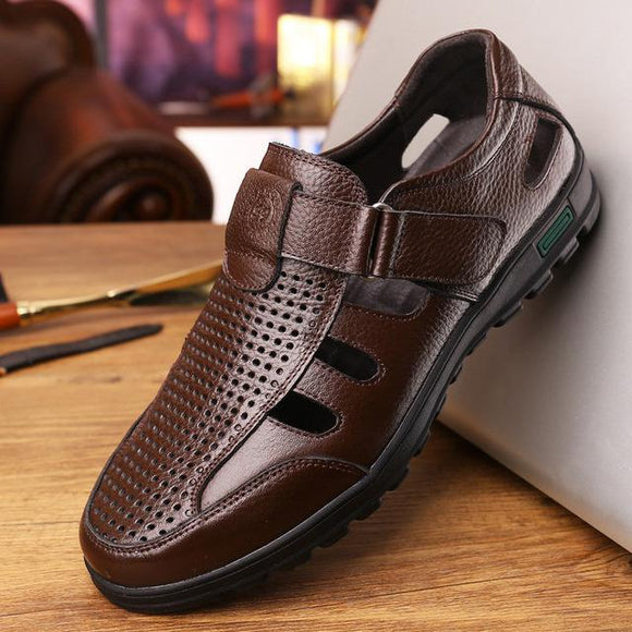 New Hollow Out Men Genuine Leather Sandals