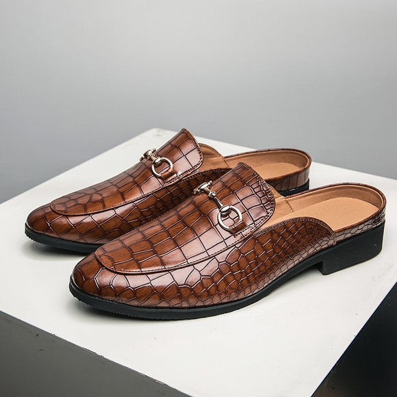 Fashion Crocodile Leather Man Slippers