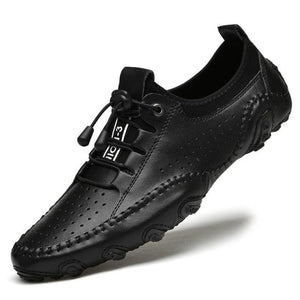Men's Casual Handmade Leather Mesh Shoes