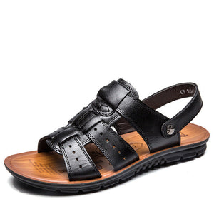 Men Fashion Soft Leather Beach Sandals
