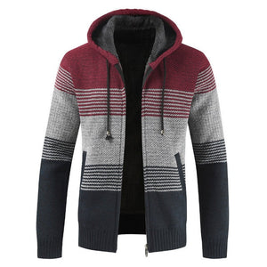 Yokest Men's Hooded Stripe Knitted Sweater Jackets(Buy 2 Get 10% off, 3 Get 15% off )
