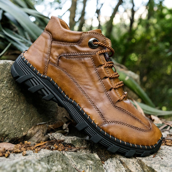 Mens Outdoor Walking Hiking Leather Boots
