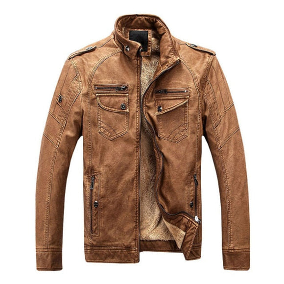 Men's Warm Wool Liner Faux Leather Jacket