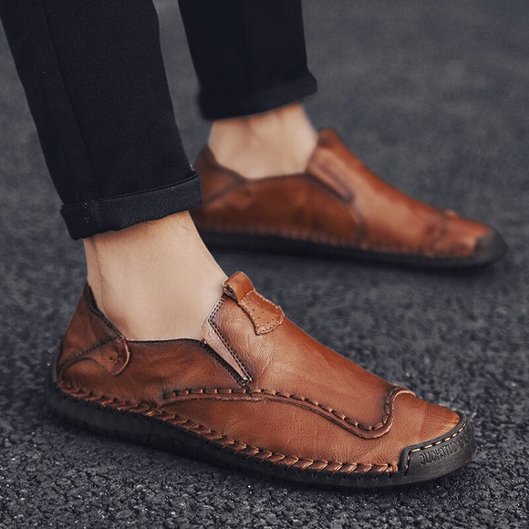 Comfy Men Soft Leather Driving Loafers Shoes