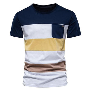 Men's Patchwork Striped T Shirt