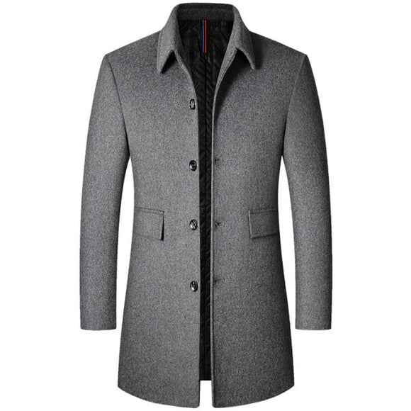 Men's Mid-long Thickening Woolen Trench