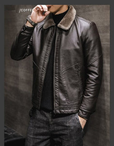 Winter Men Thick Warm Leather Jackets